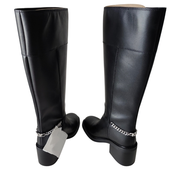 Michael Kors Carlisle Black Leather Pullon  Knee-High Boots - Picture 3 of 11